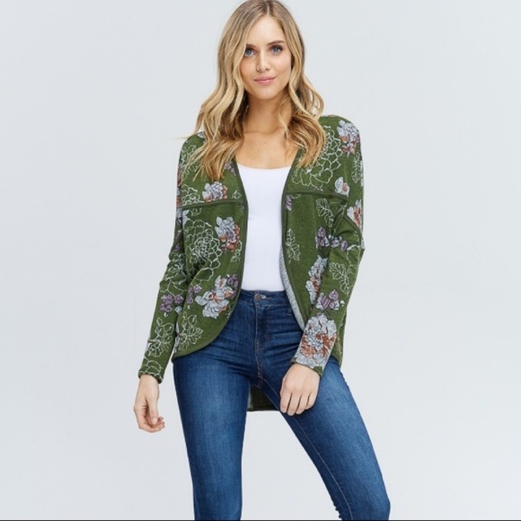 LAST 1! Green Contrast Back Cardigan - Picture 4 of 4